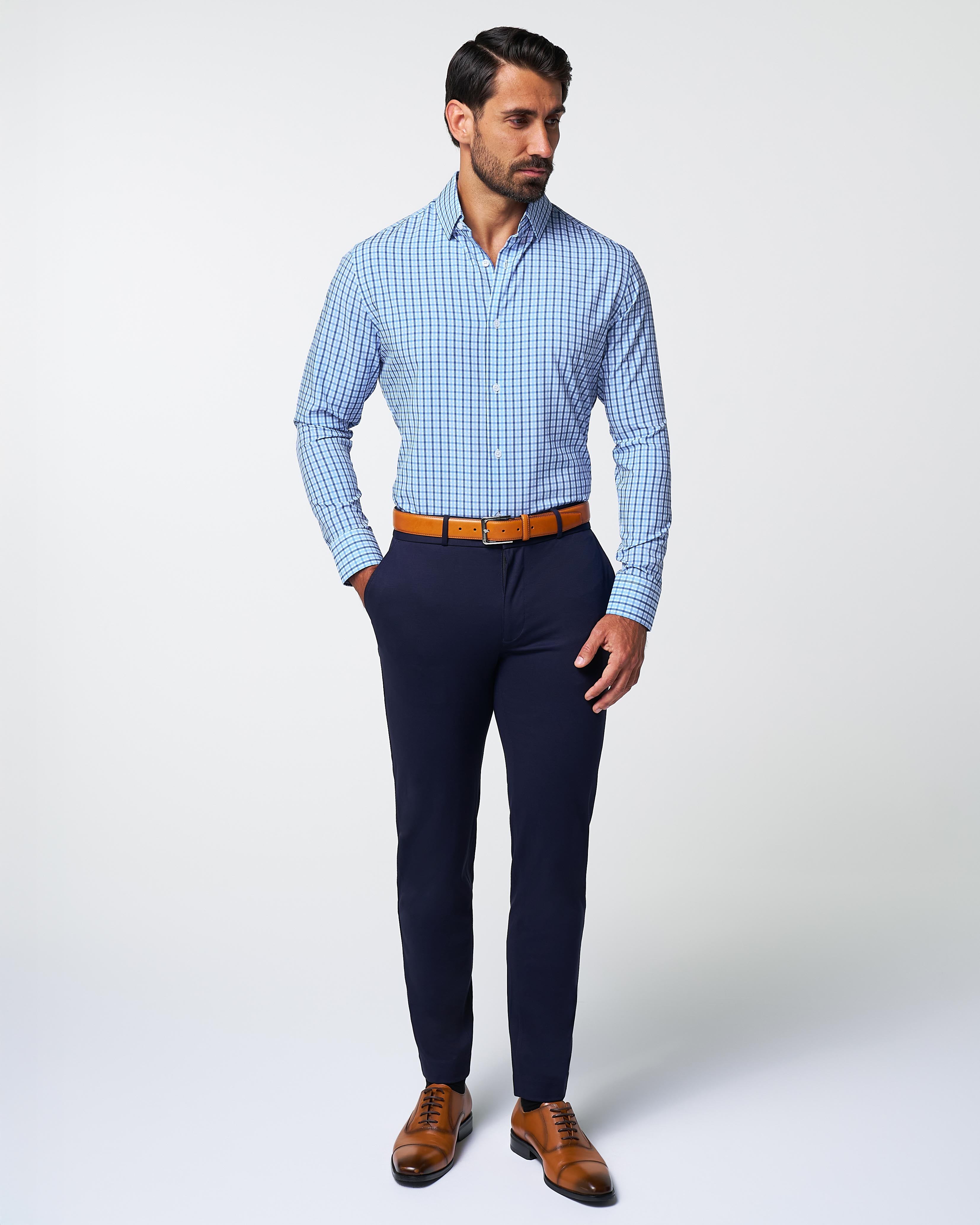 "The Emmett" Light Blue, White & Navy Mid Check