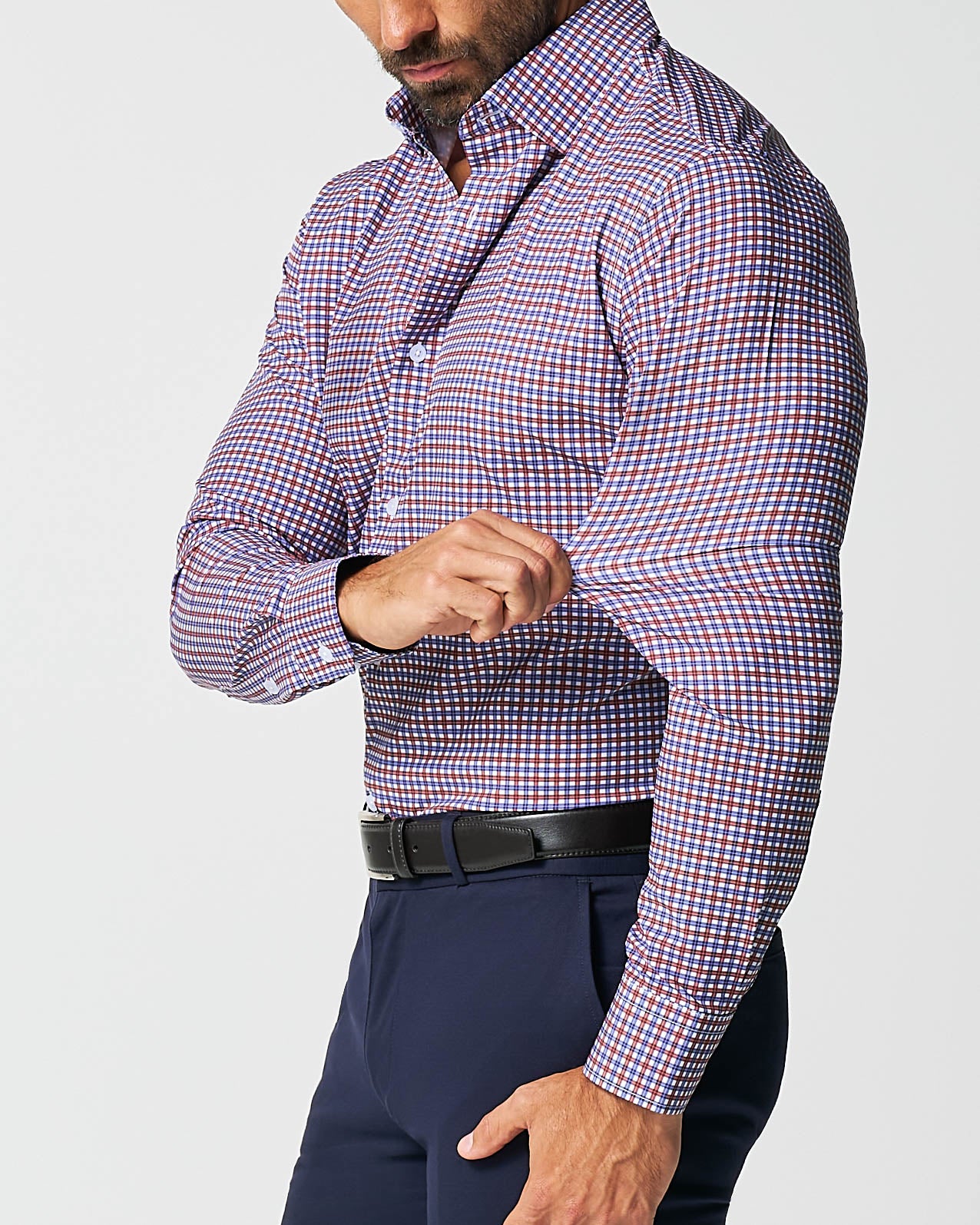 "The Heisman" Red, Navy Mid-Check