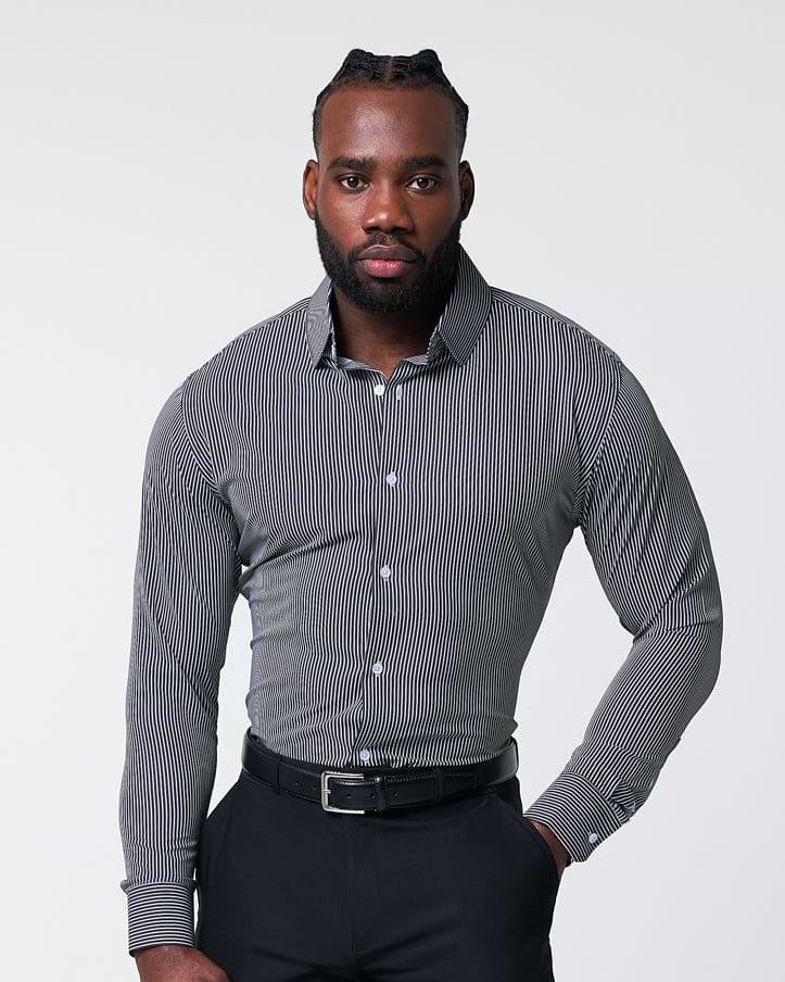 "The Limestone" Charcoal & White Pinstripe
