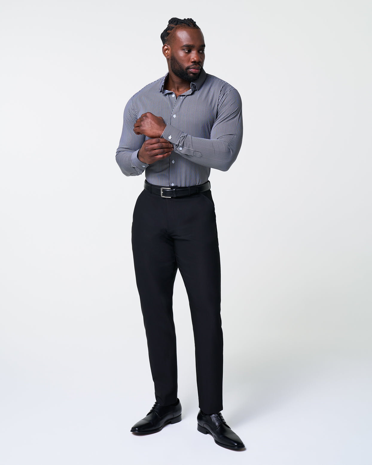 "The Limestone" Charcoal & White Pinstripe