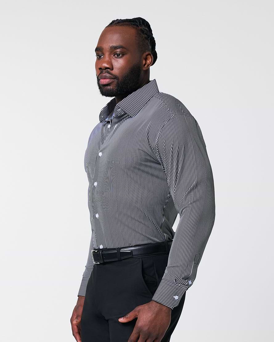 "The Limestone" Charcoal & White Pinstripe