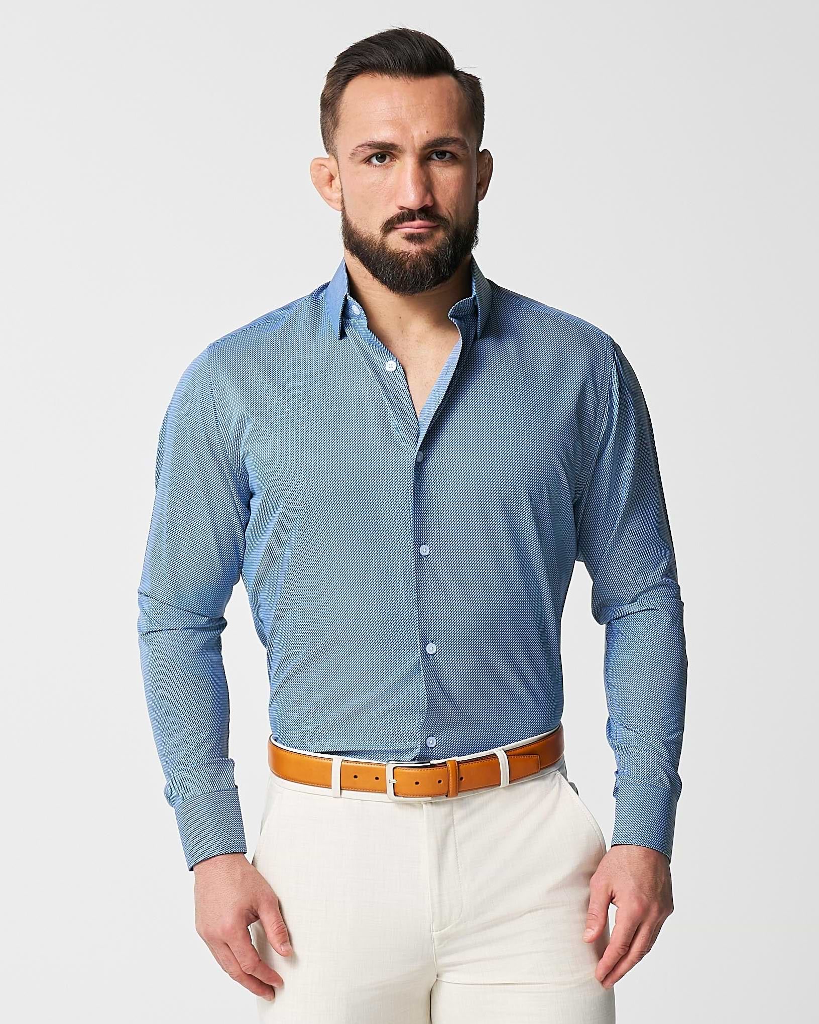 "The Lamar" Light Blue, Black & White Geo Weave