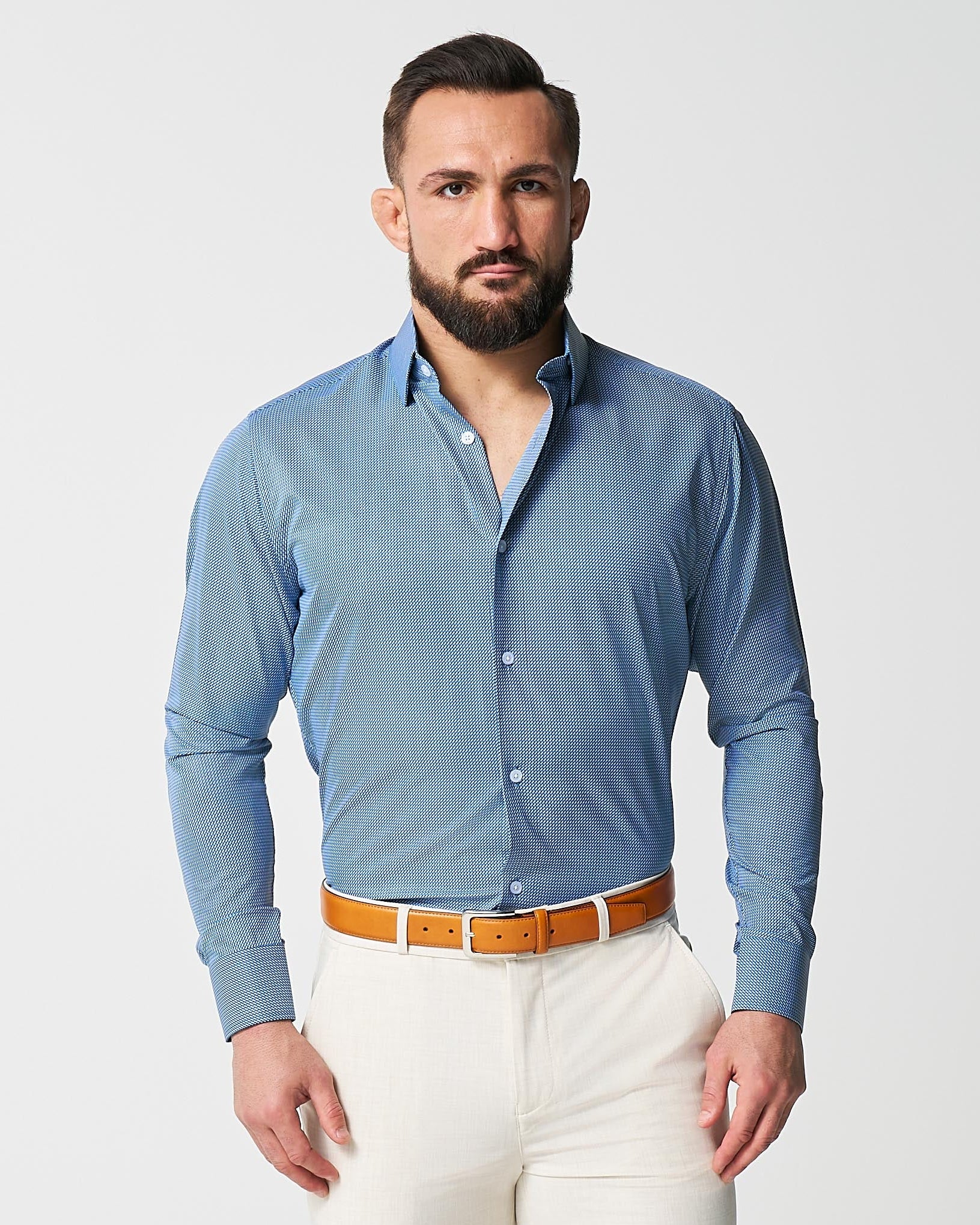 "The Lamar" Light Blue, Black & White Geo Weave