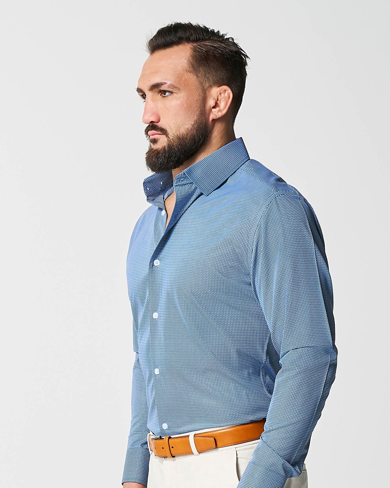 "The Lamar" Light Blue, Black & White Geo Weave