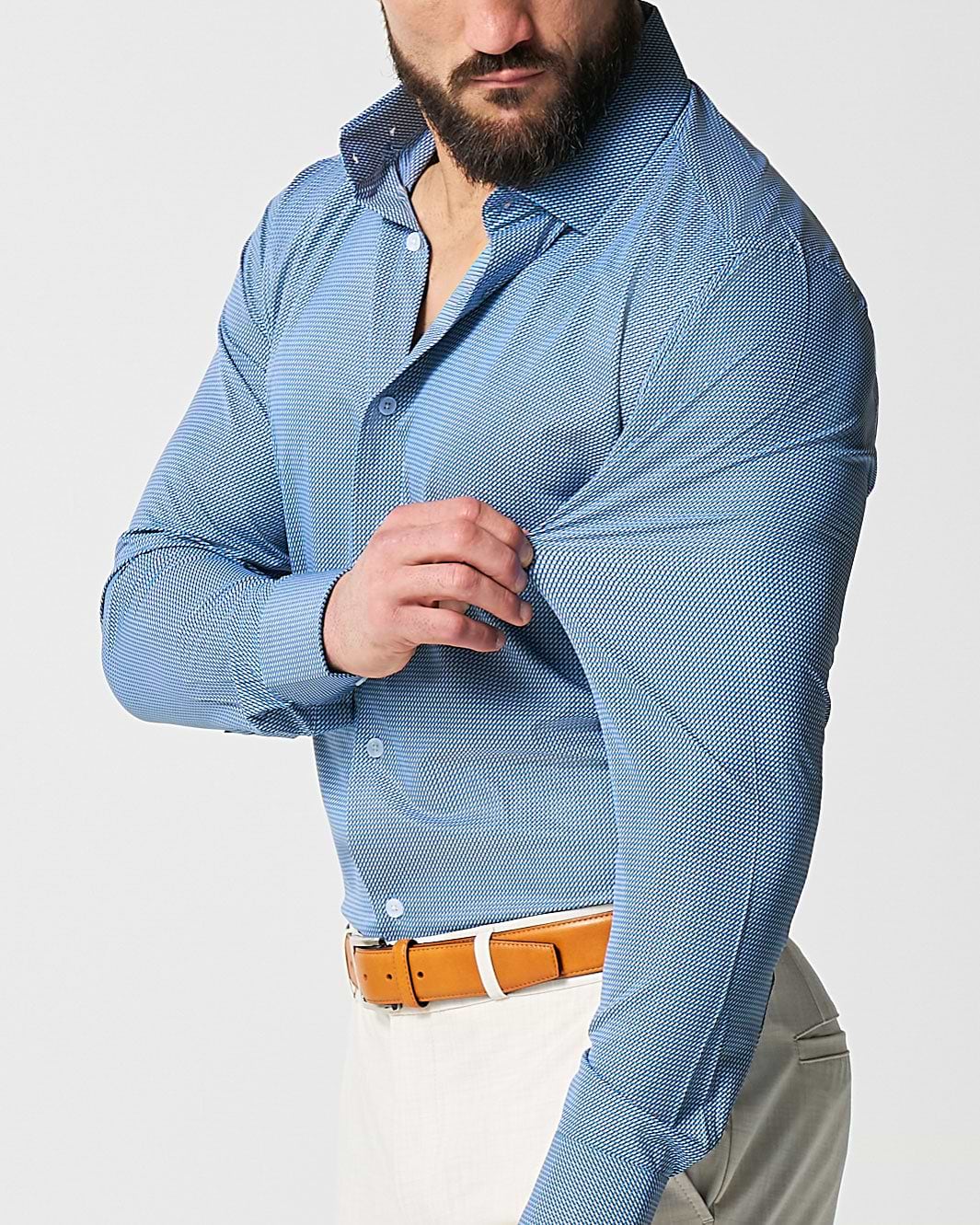 "The Lamar" Light Blue, Black & White Geo Weave