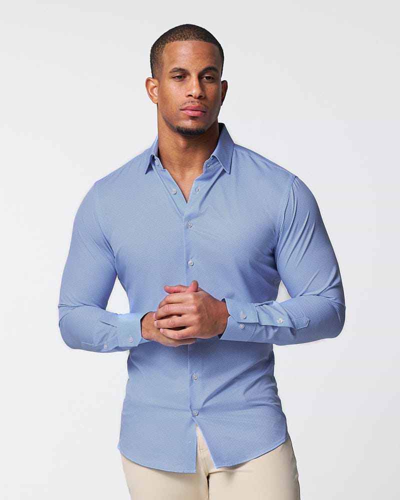 "The Morrison" Blue & White Mini Pattern - Classic Fit