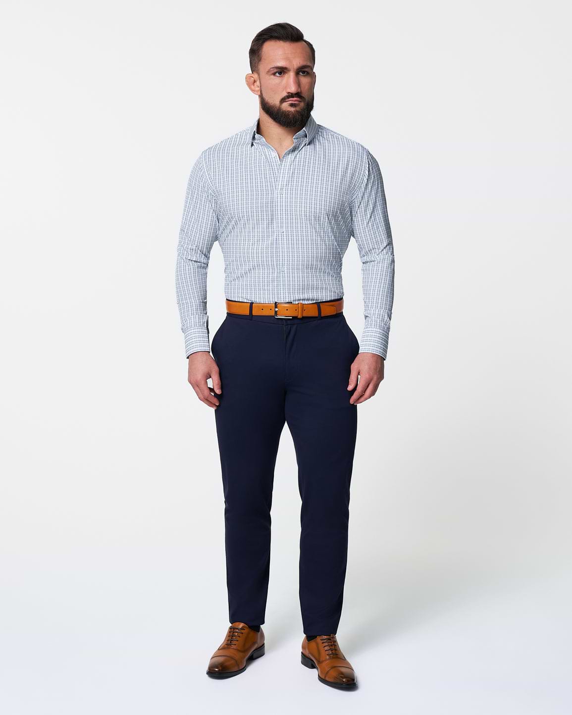 "The Rye" Grey, White & Navy Mid Check