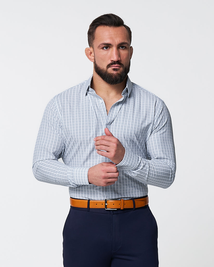 "The Rye" Grey, White & Navy Mid Check