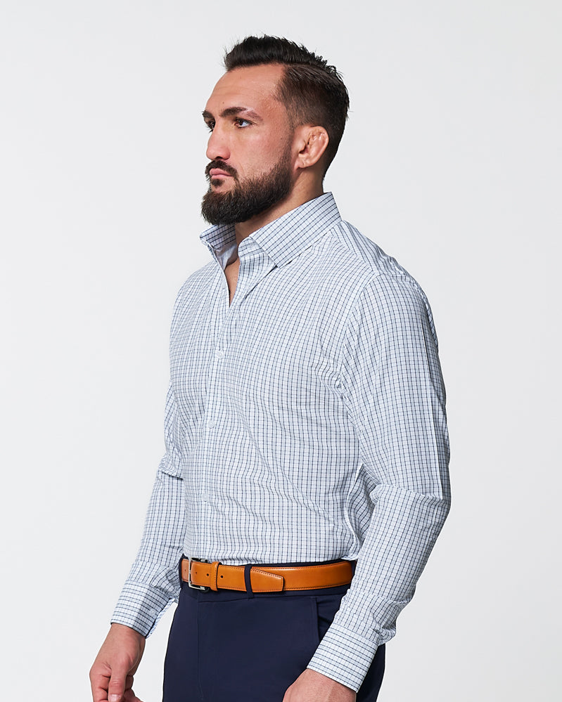 "The Rye" Grey, White & Navy Mid Check