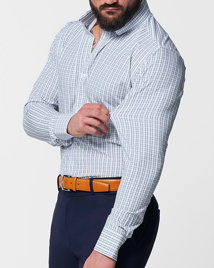 "The Rye" Grey, White & Navy Mid Check