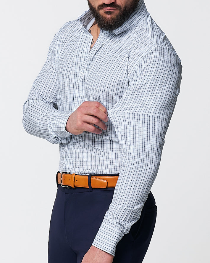 "The Rye" Grey, White & Navy Mid Check