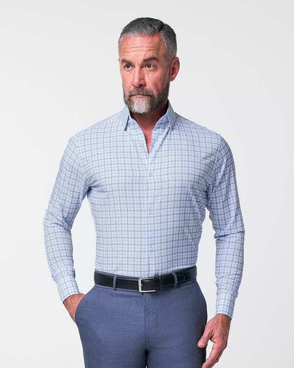 "The Sidney" Light Blue, White & Navy Faded Check