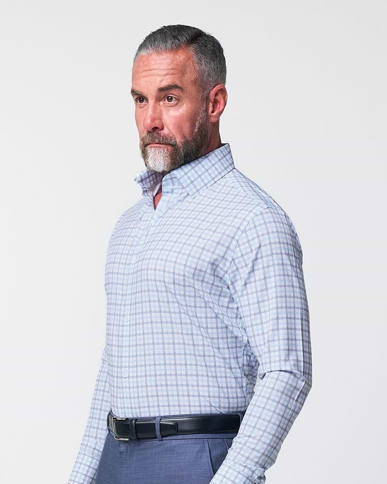 "The Sidney" Light Blue, White & Navy Faded Check