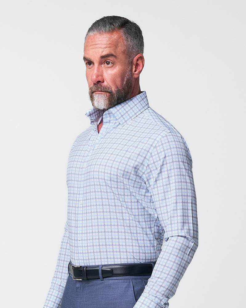 "The Sidney" Light Blue, White & Navy Faded Check