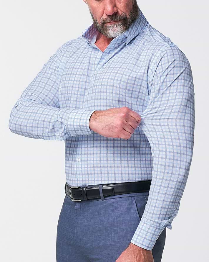 "The Sidney" Light Blue, White & Navy Faded Check