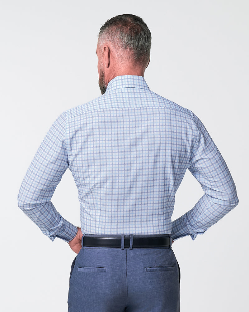 "The Sidney" Light Blue, White & Navy Faded Check