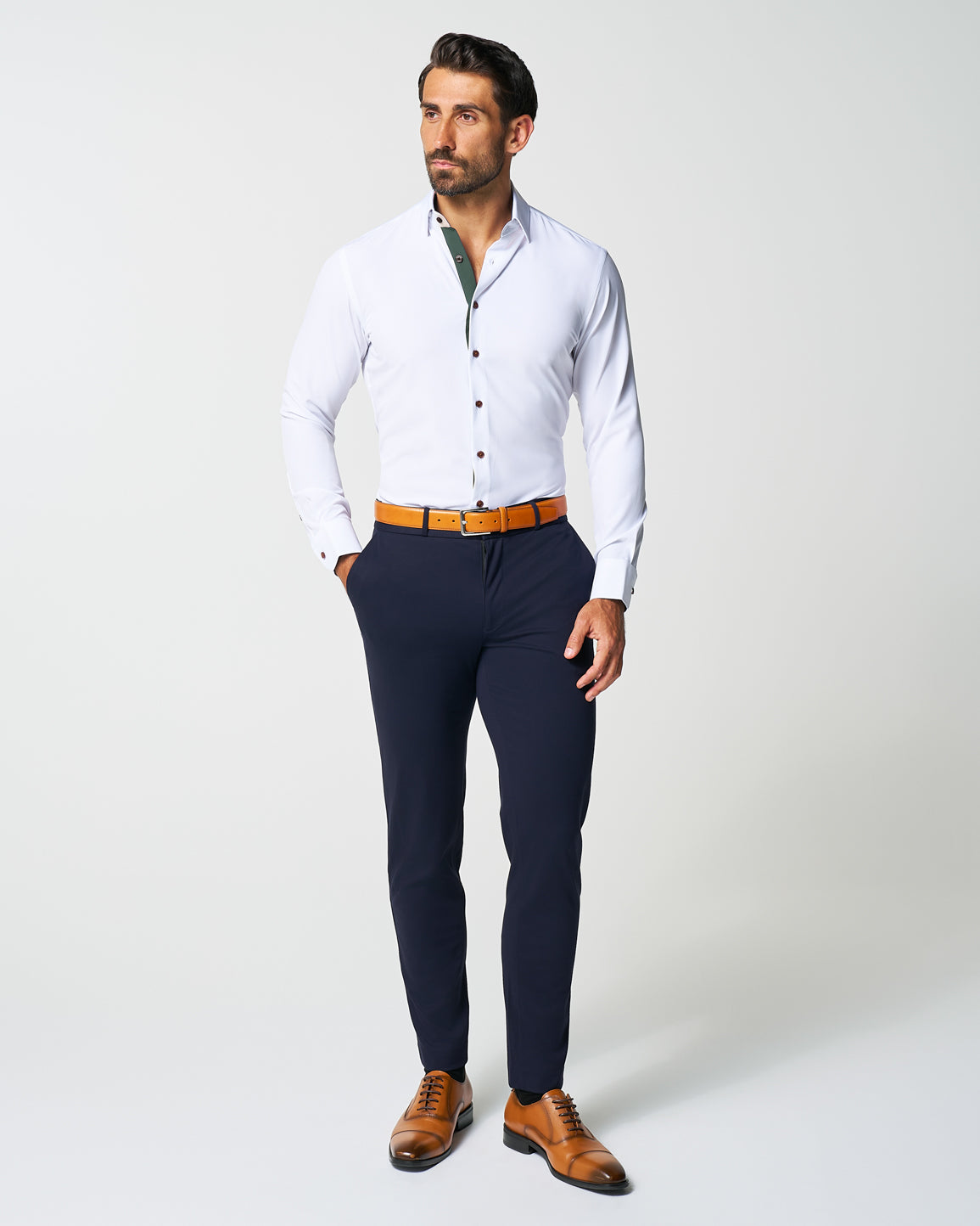 "The Smokey" Solid White With Olive Accents