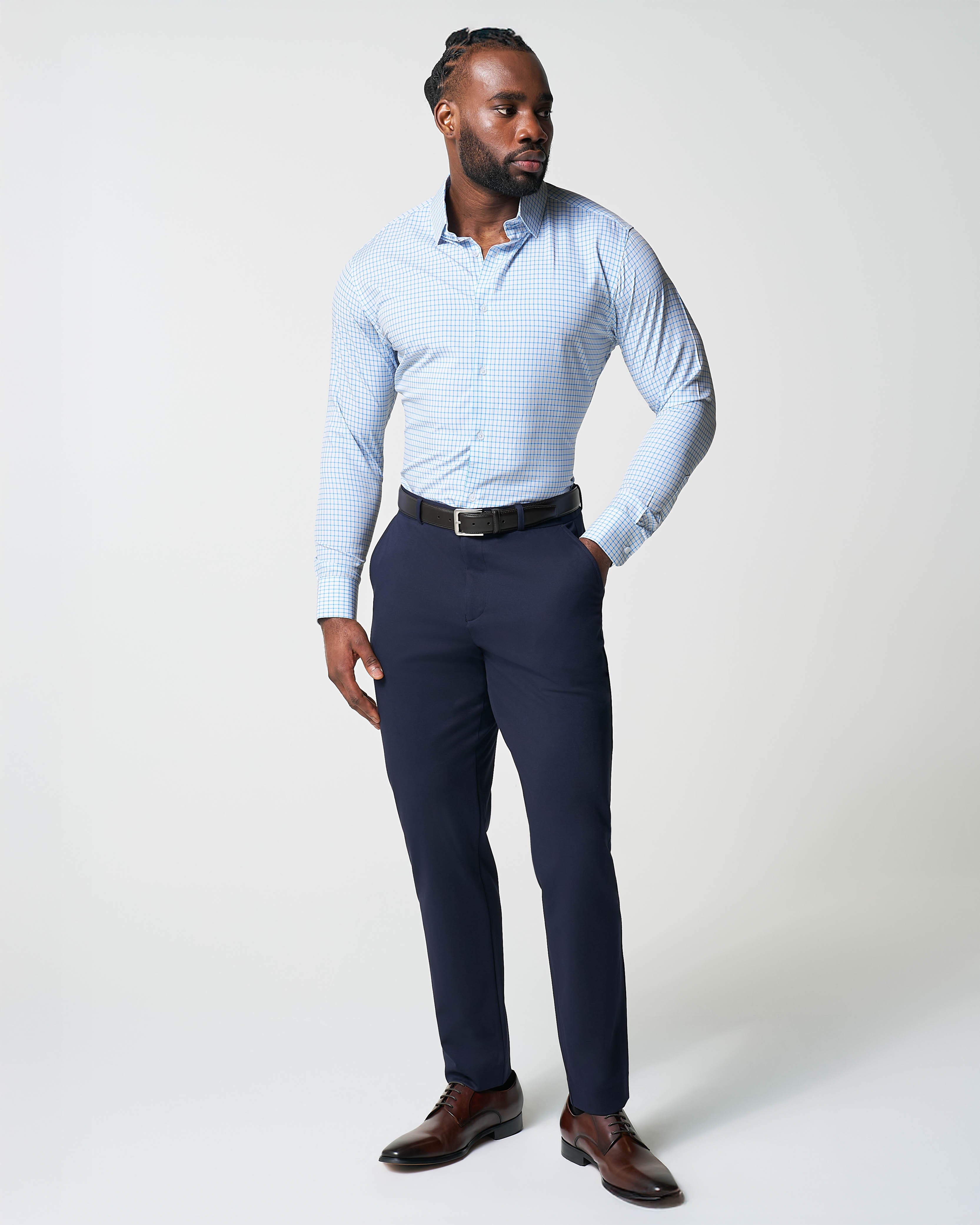 "The Soho" Light Blue Windowpane