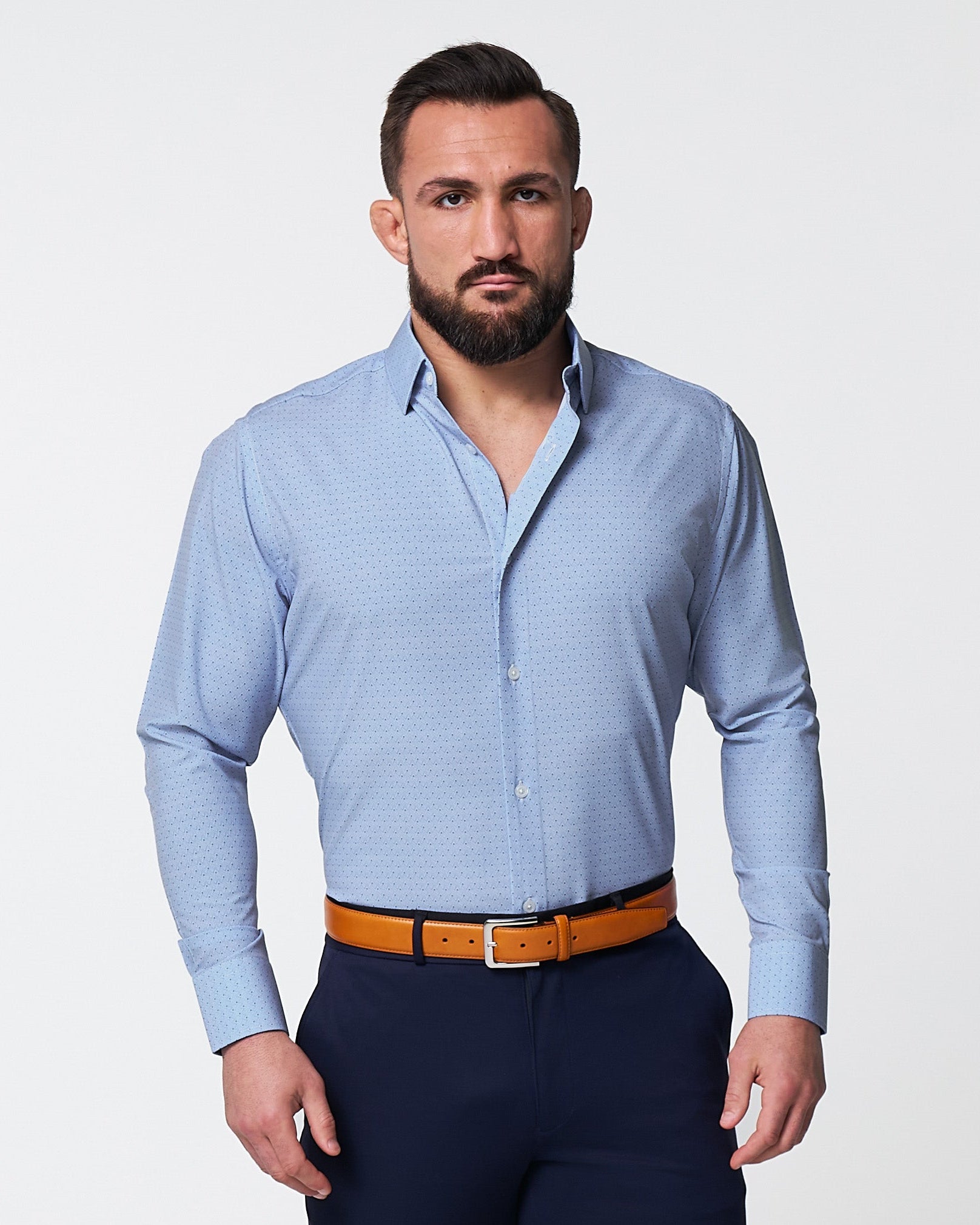 "The West Coast" Light Blue Mini Chevron with Navy Dots