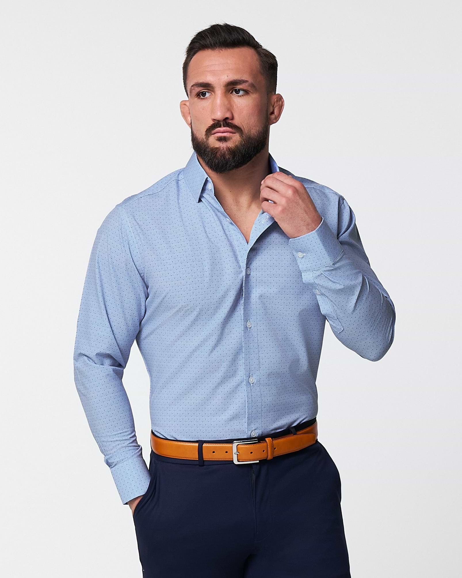 "The West Coast" Light Blue Mini Chevron with Navy Dots