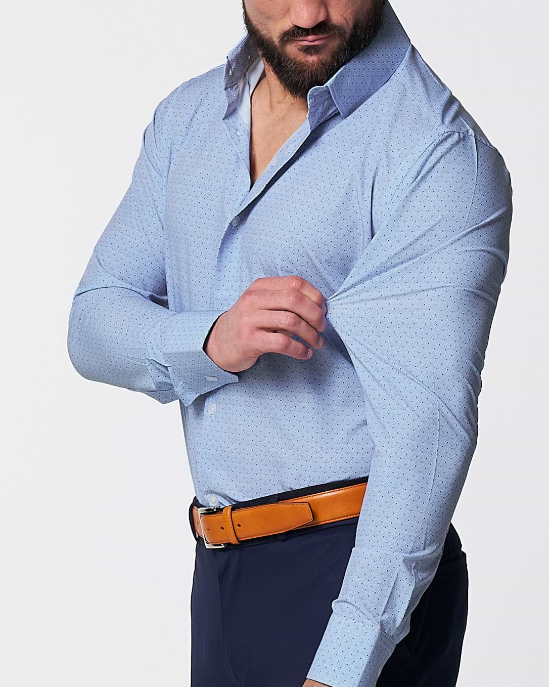 "The West Coast" Light Blue Mini Chevron with Navy Dots