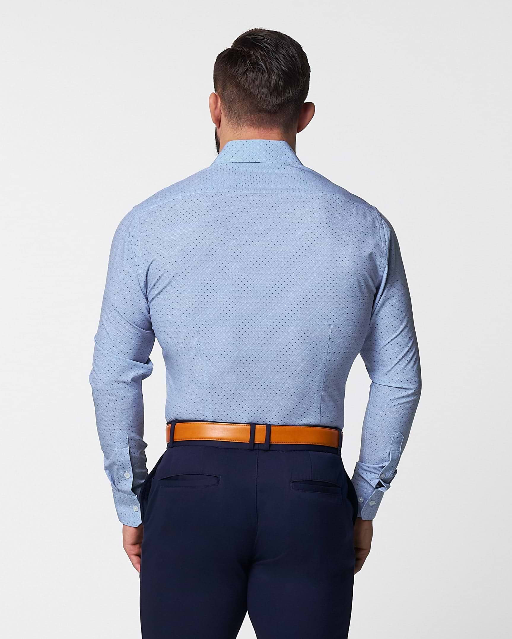 "The West Coast" Light Blue Mini Chevron with Navy Dots