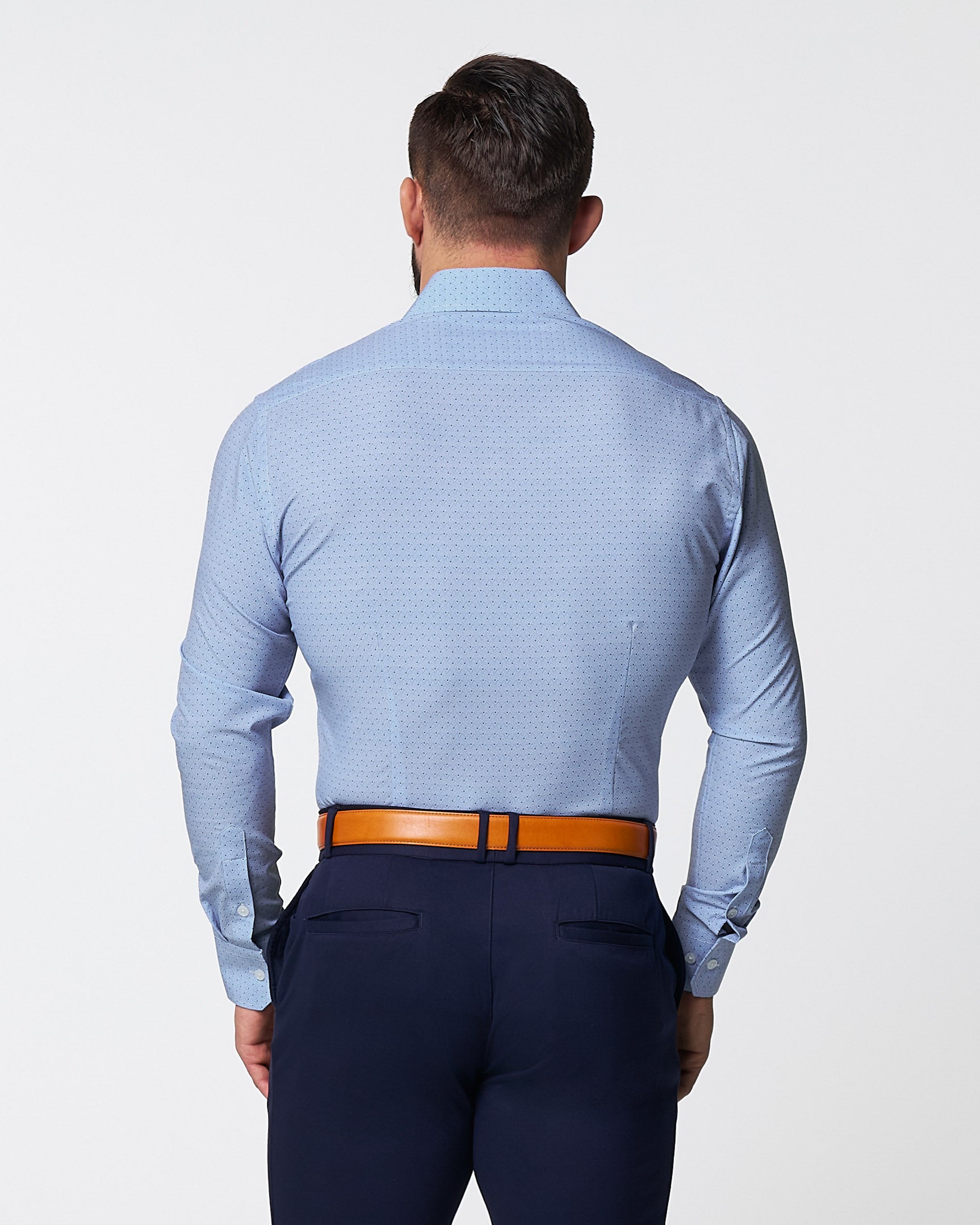 "The West Coast" Light Blue Mini Chevron with Navy Dots