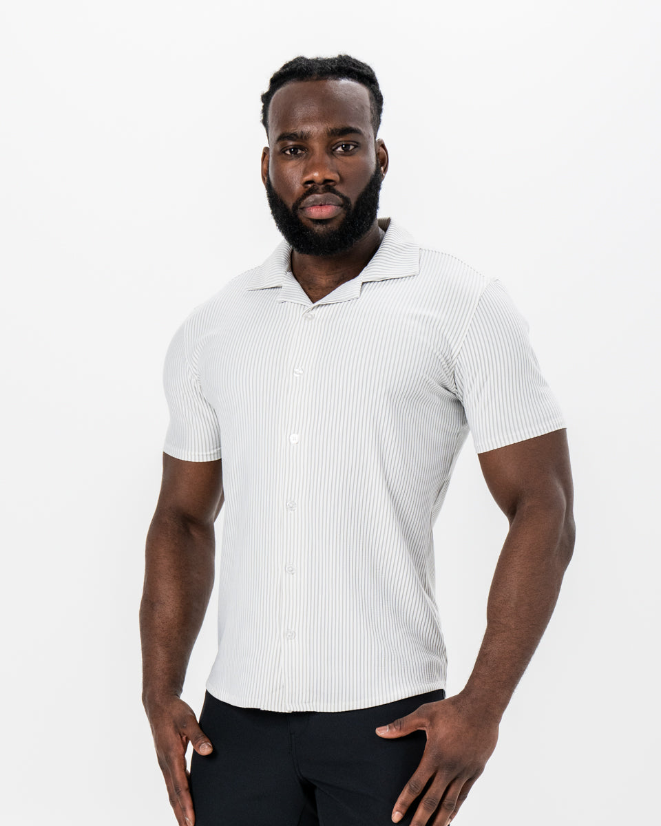 Seersucker Short Sleeve Button Down - Grey