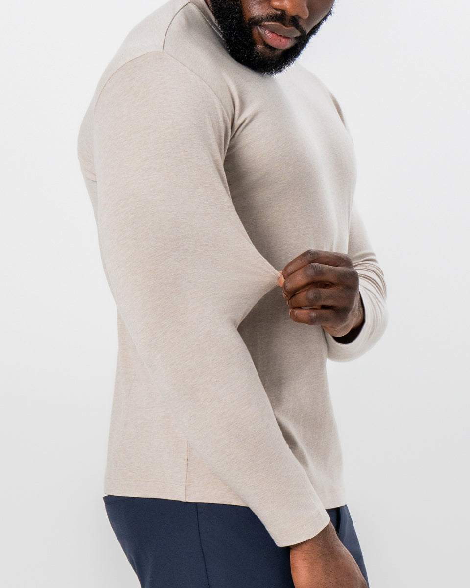 "The Landon" Heathered Cream Long Sleeve Crewneck