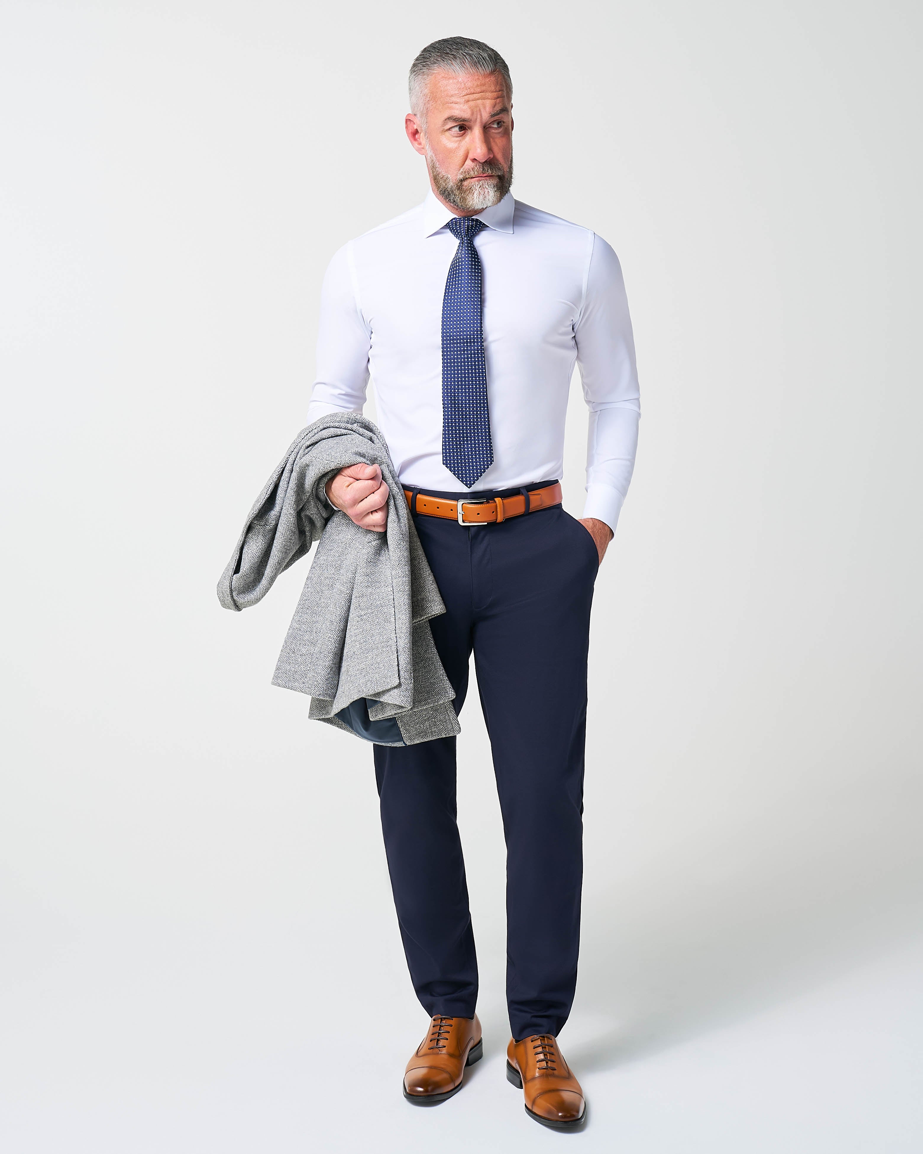 Open Button Overcoat - Grey Herringbone