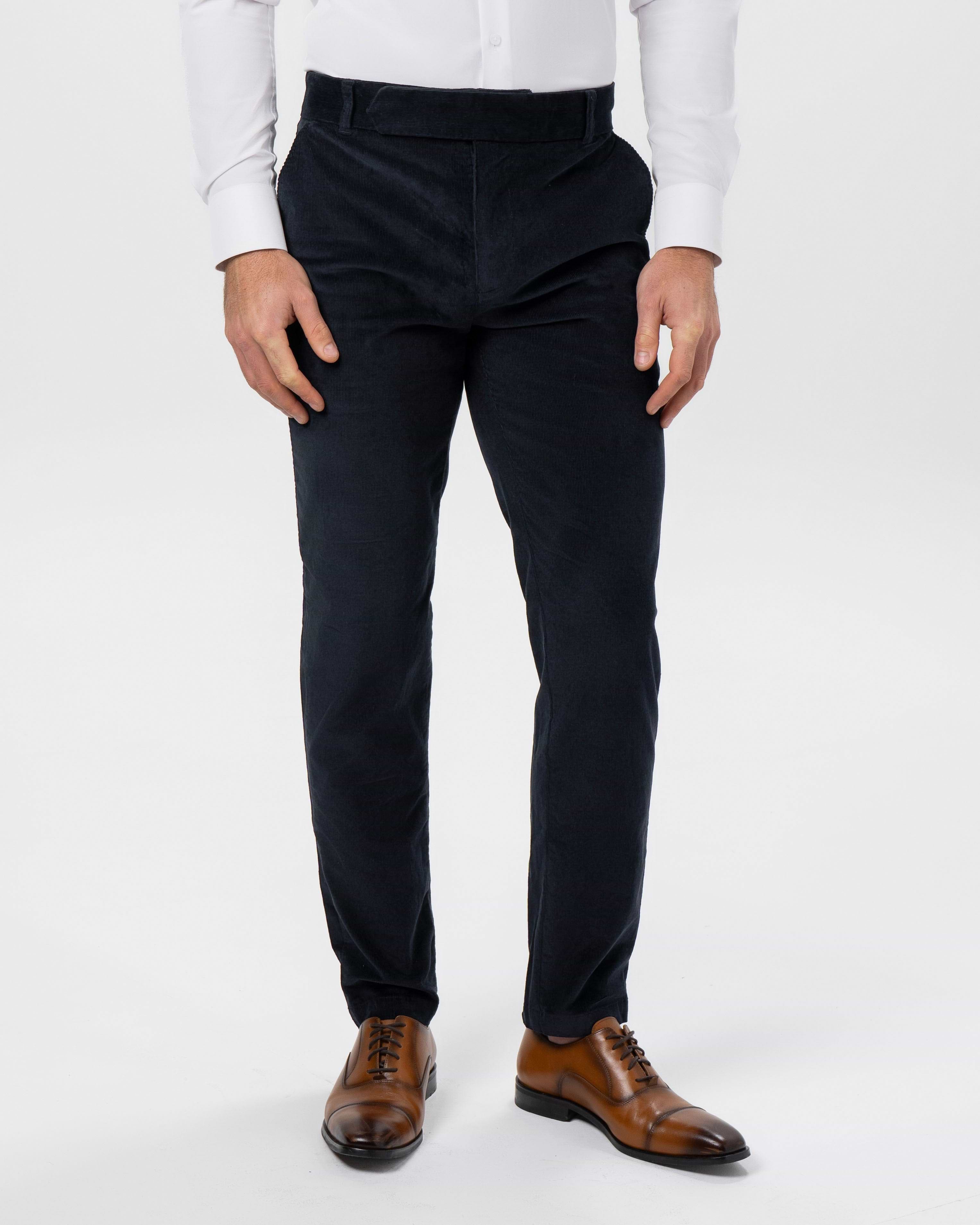 Corduroy Flat Front Waistband Pant - Dark Navy