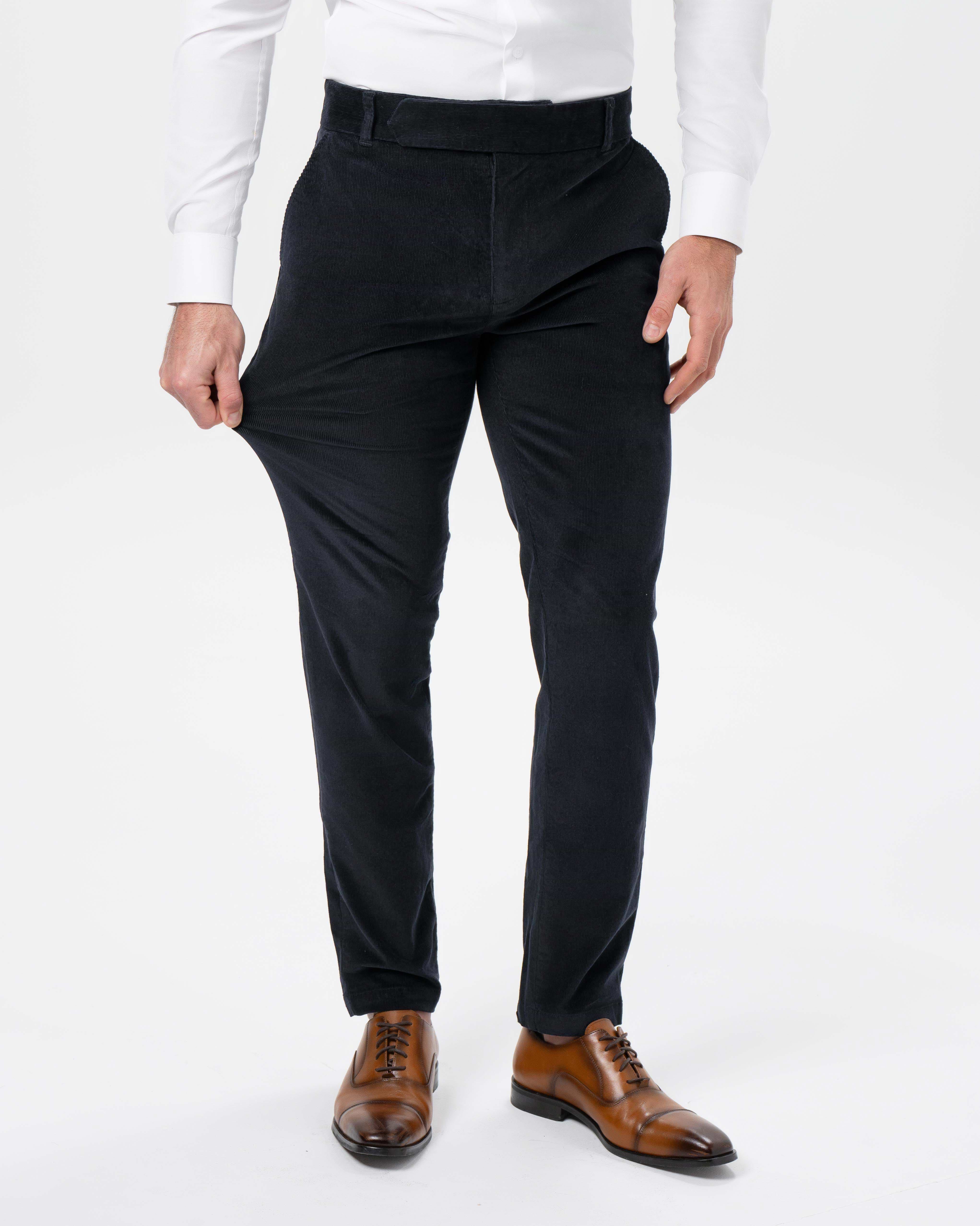 Corduroy Flat Front Waistband Pant - Dark Navy