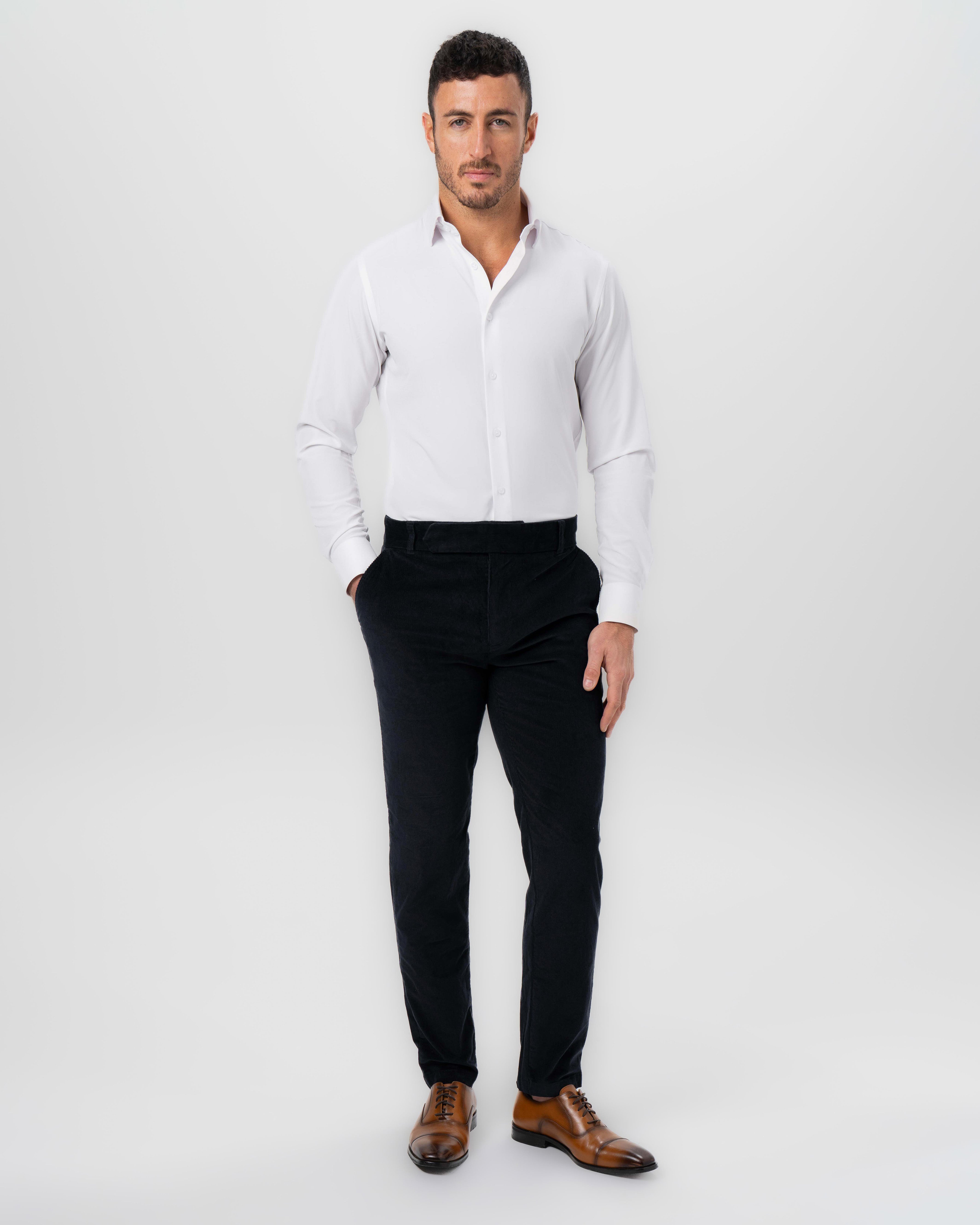 Corduroy Flat Front Waistband Pant - Dark Navy