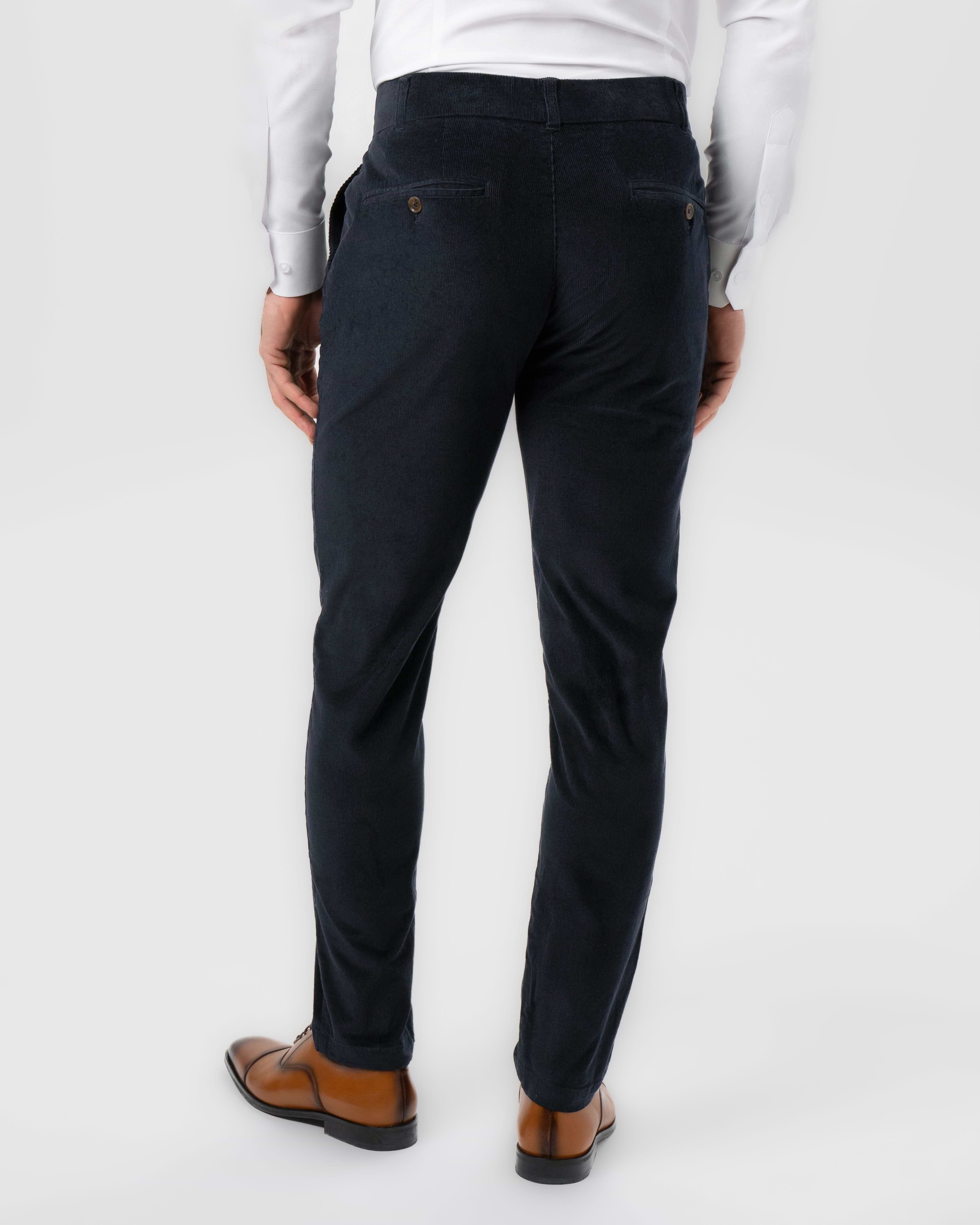 Corduroy Flat Front Waistband Pant - Dark Navy