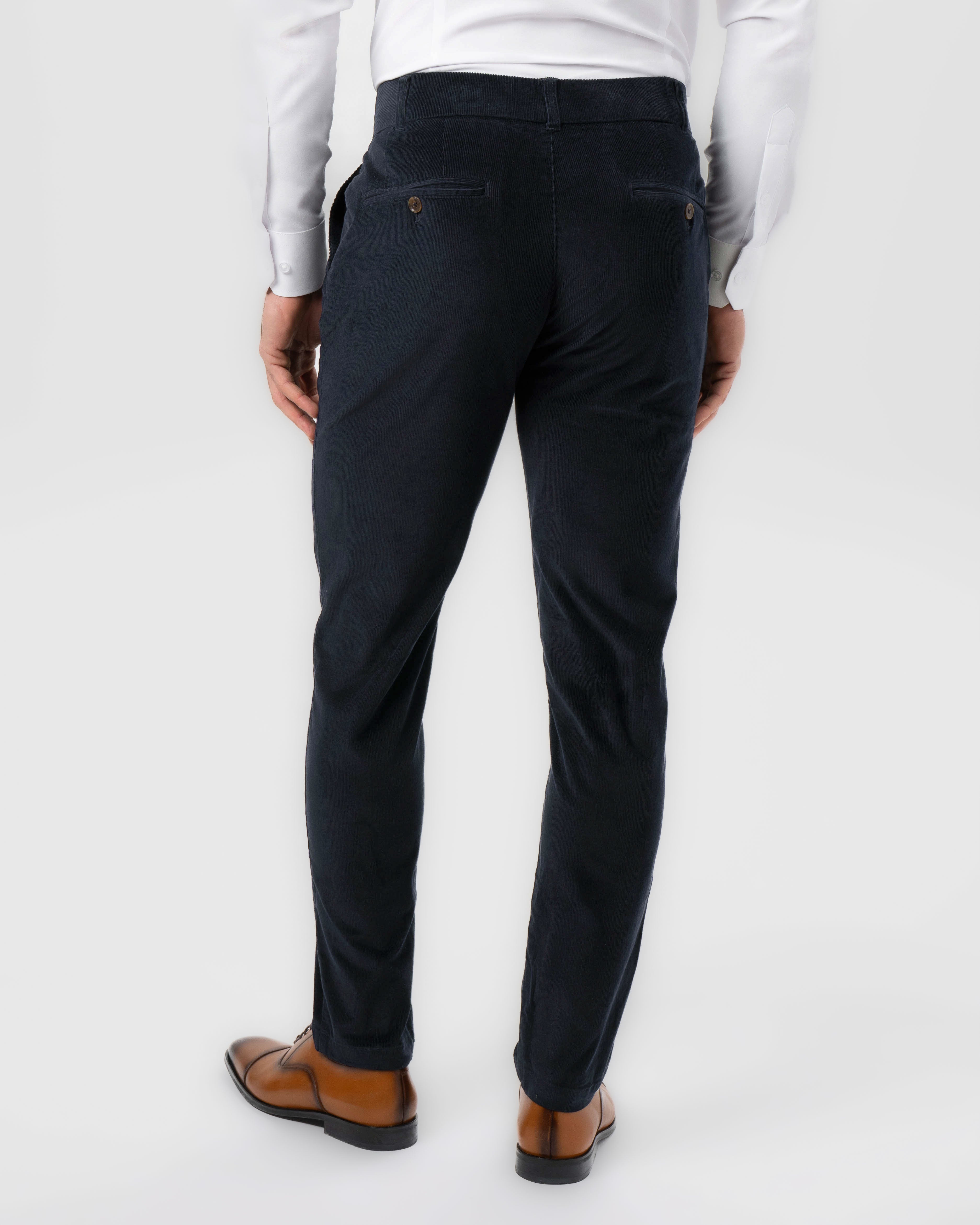 Corduroy Flat Front Waistband Pant - Dark Navy