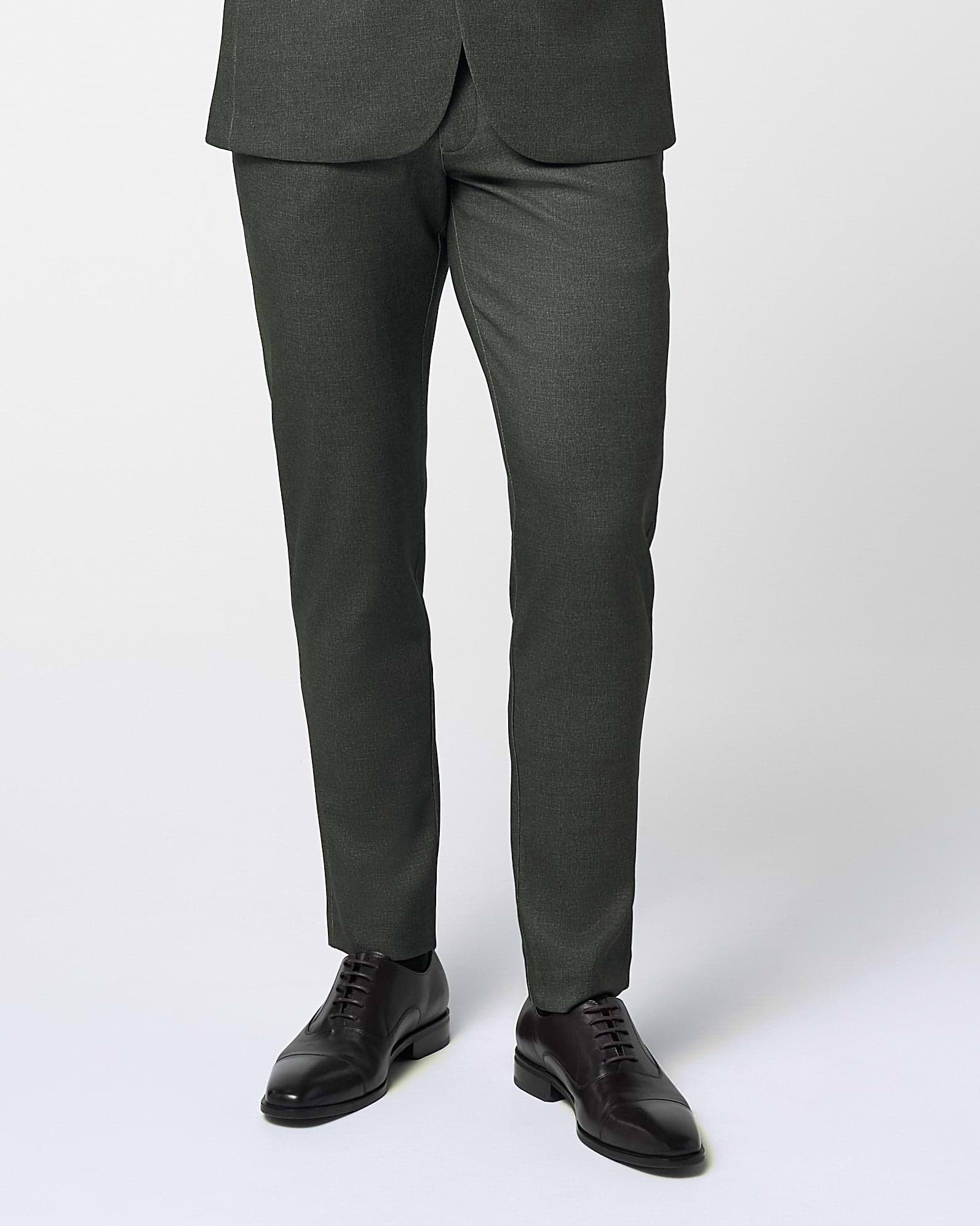 Athletic Fit Stretch Suit Pants - Deep Olive
