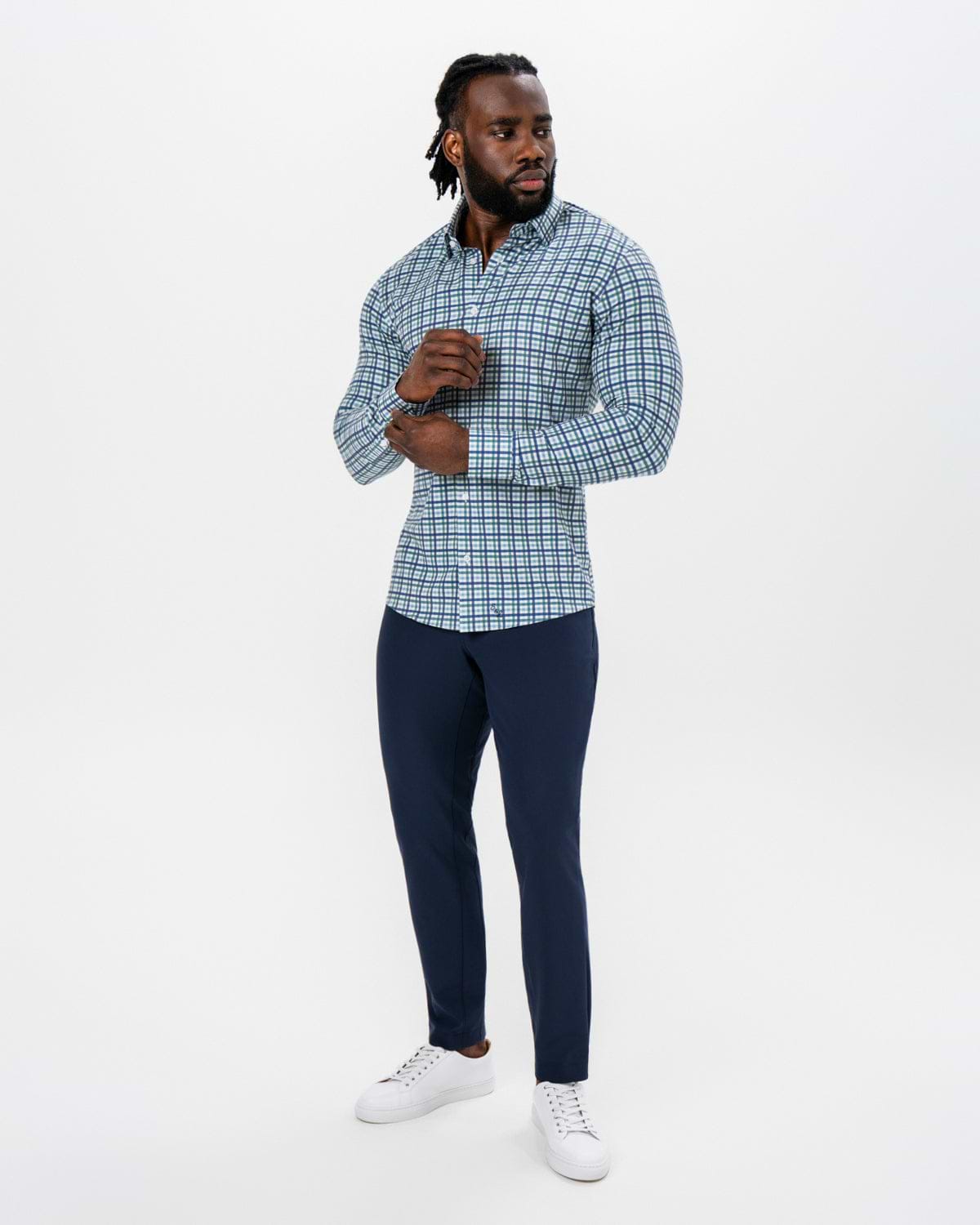 "The Parker" Navy, Light Blue and Pine Green Gingham