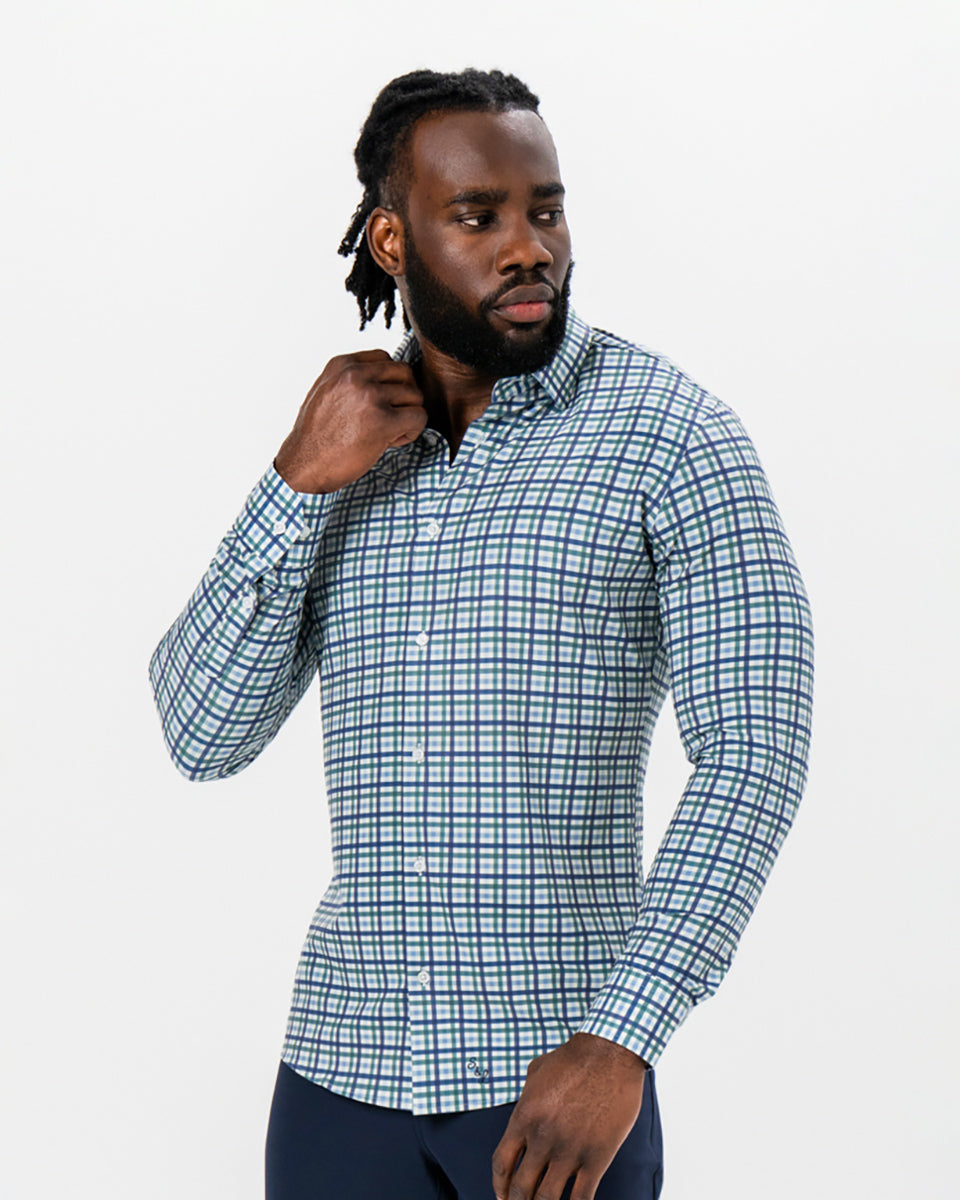 "The Parker" Navy, Light Blue and Pine Green Gingham