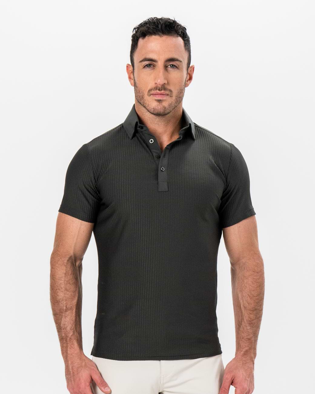 Seersucker Polo - Army Green