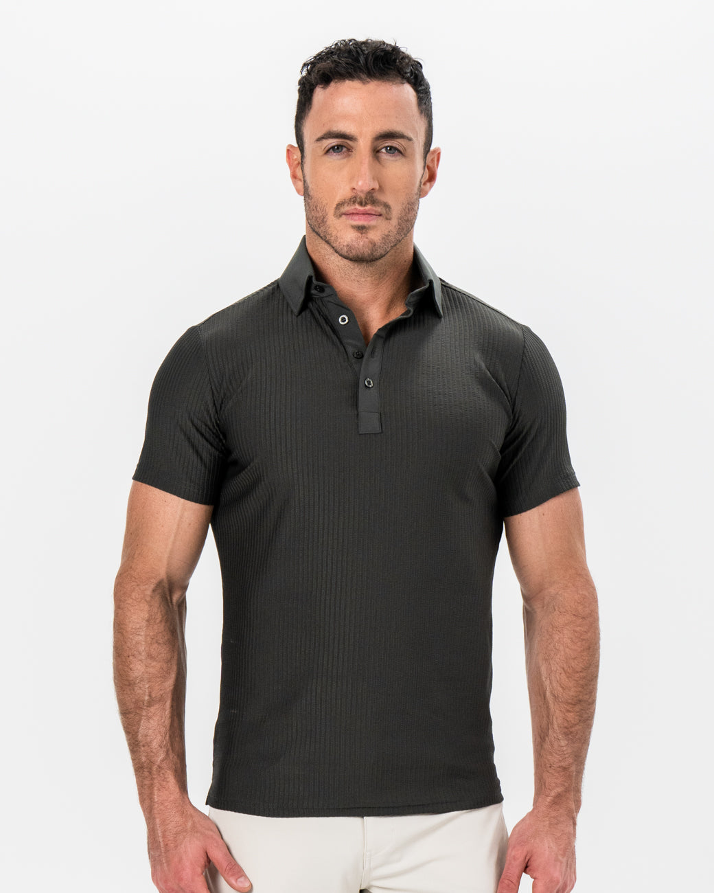 Seersucker Polo - Army Green