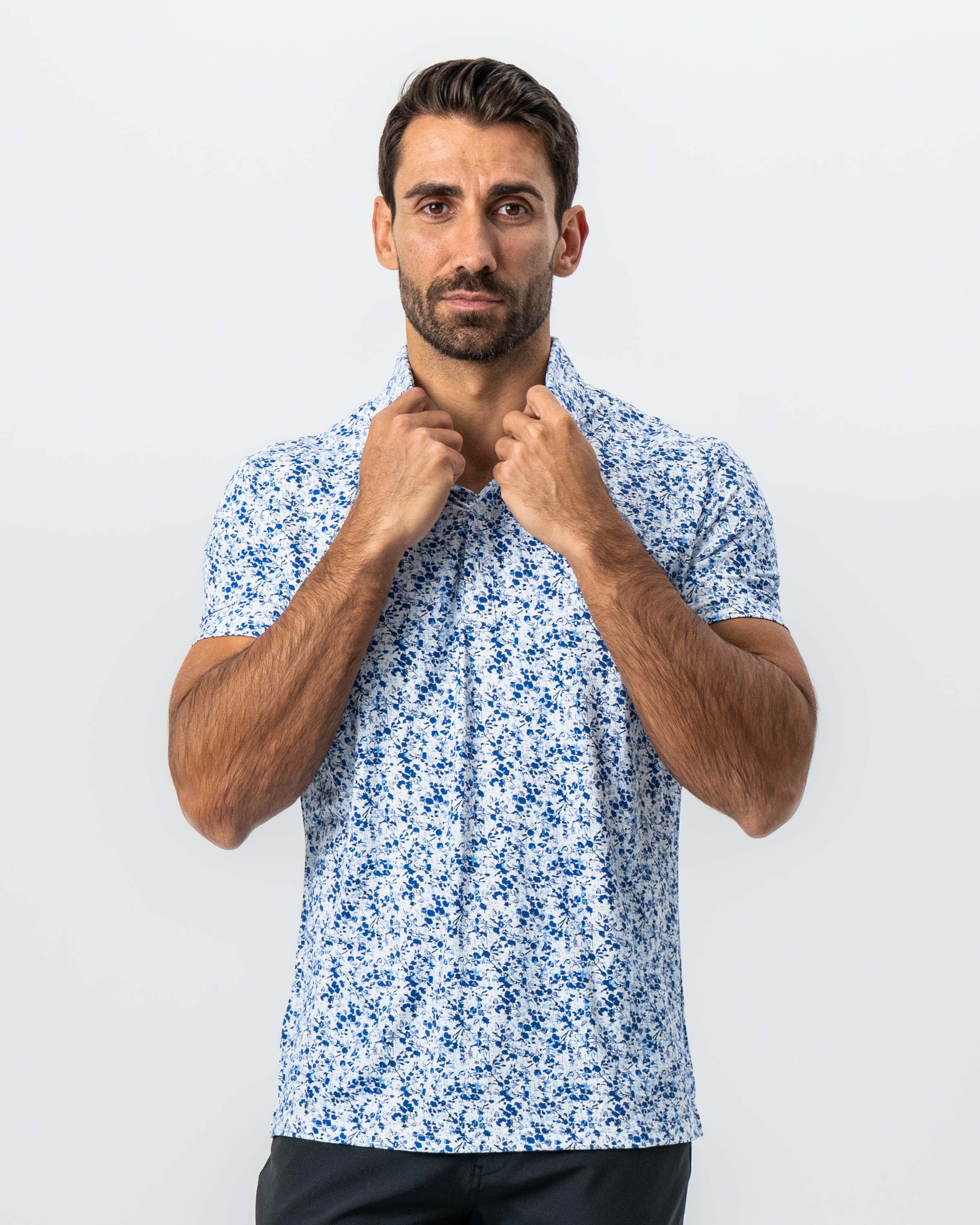 "The Arctic" White, Navy & Blue Floral