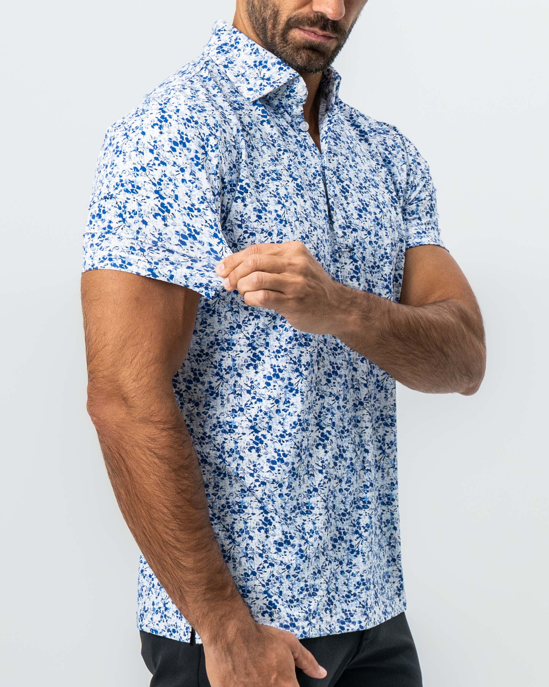 "The Arctic" White, Navy & Blue Floral