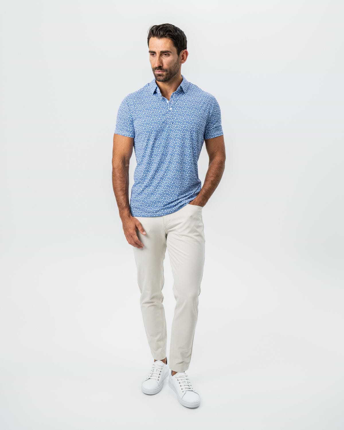 "The Beckham" Geo Royal Blue & White Double Circle