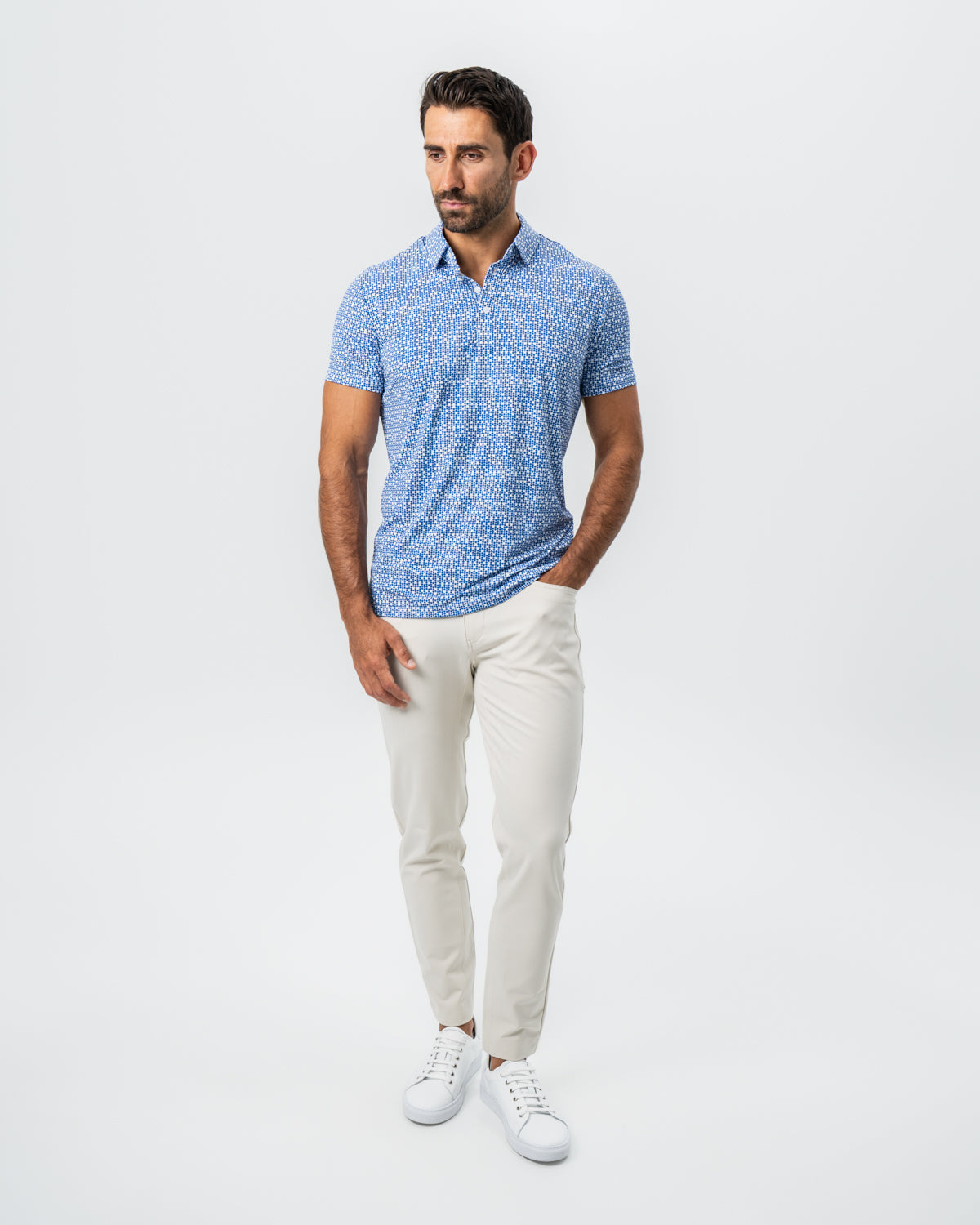 "The Beckham" Geo Royal Blue & White Double Circle