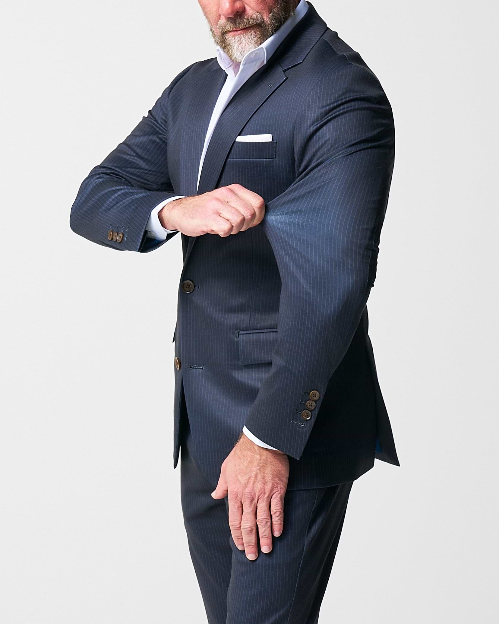 Athletic Fit Stretch Blazer - Knit Blue Chalk Stripe