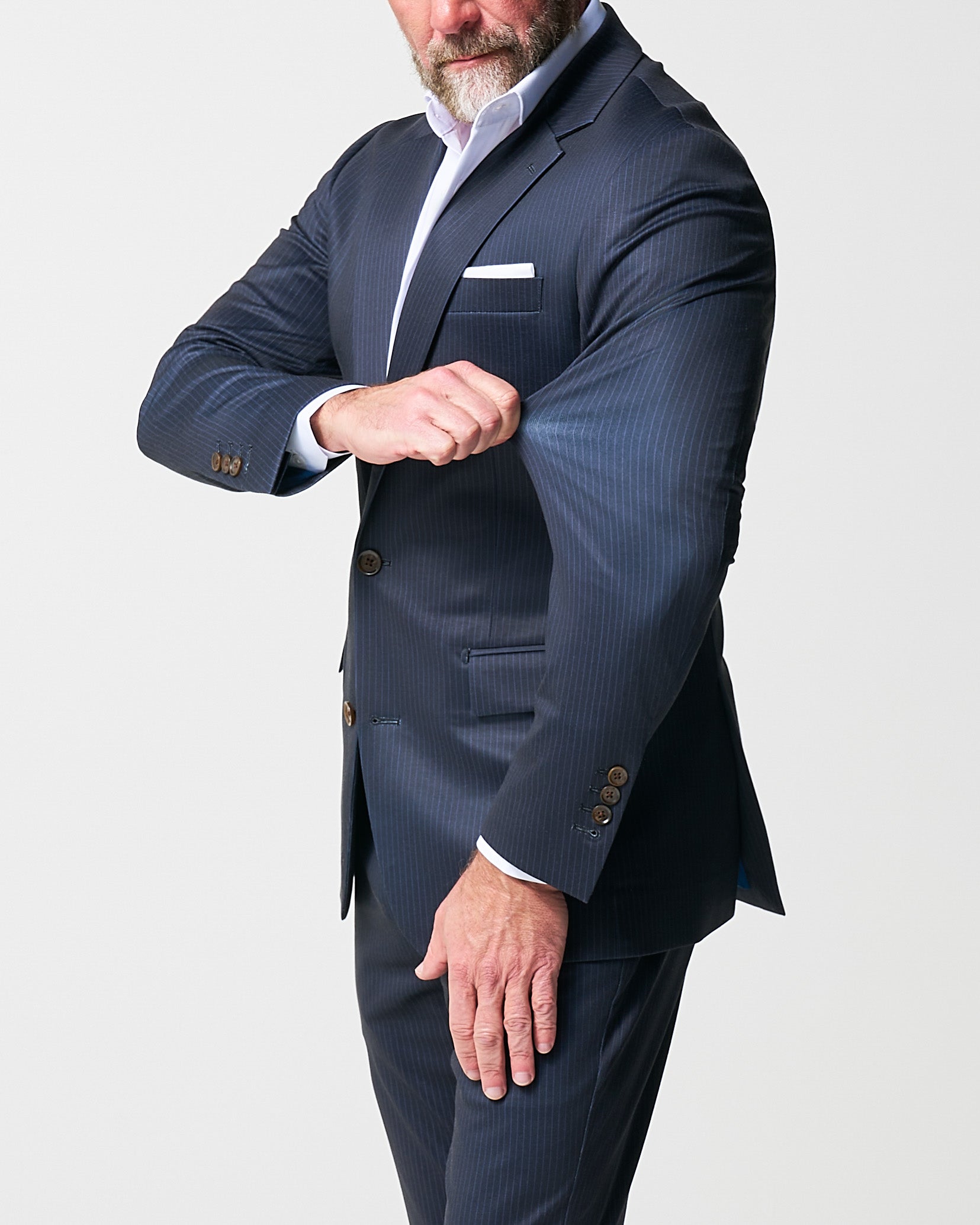 Athletic Fit Stretch Blazer - Knit Blue Chalk Stripe