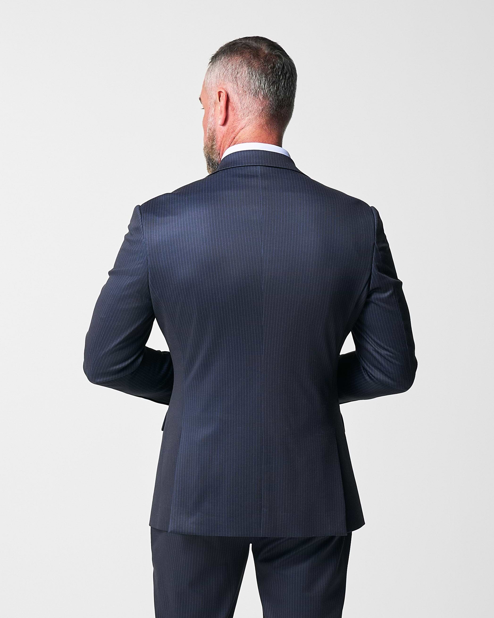 Athletic Fit Stretch Blazer - Knit Blue Chalk Stripe