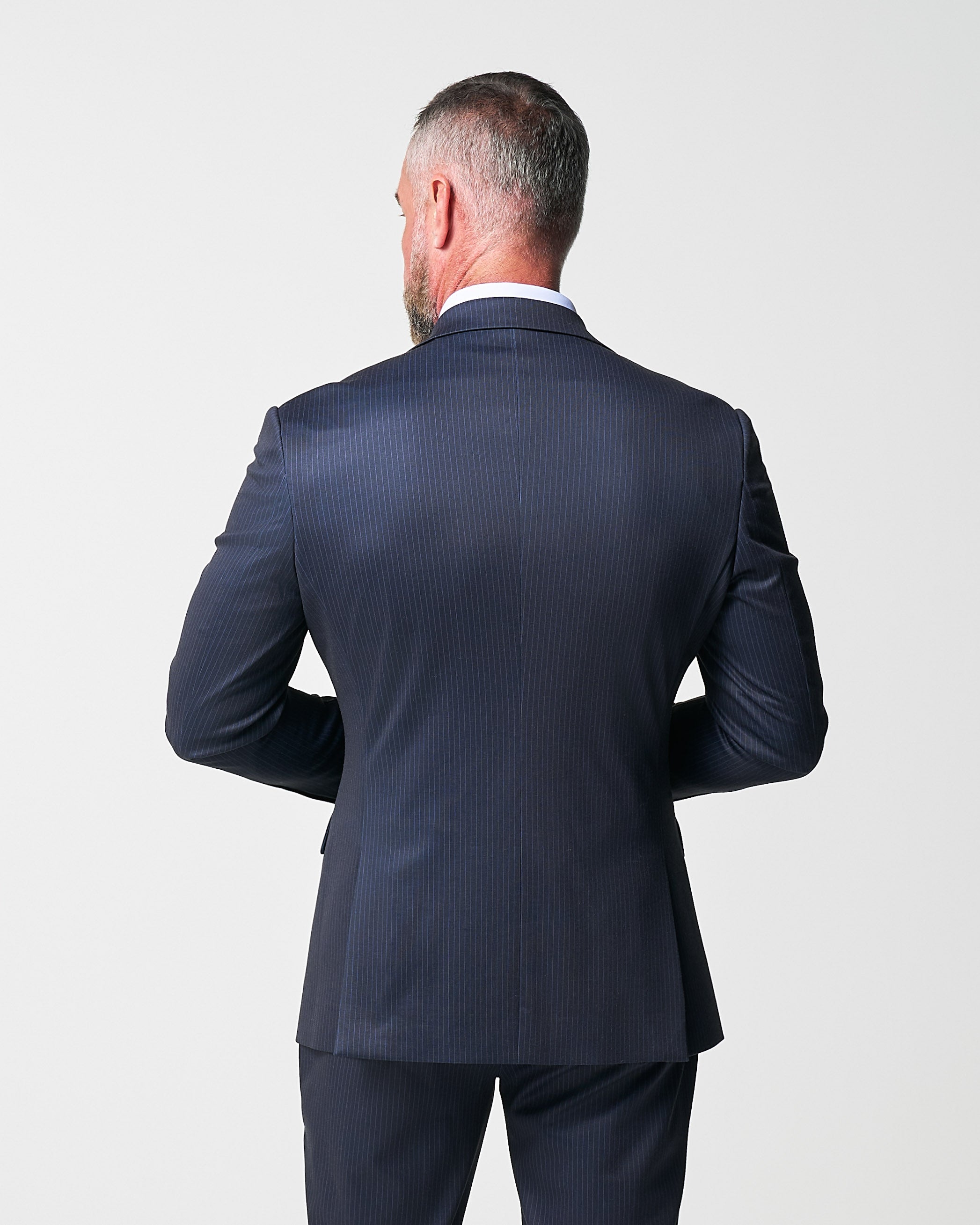 Athletic Fit Stretch Blazer - Knit Blue Chalk Stripe