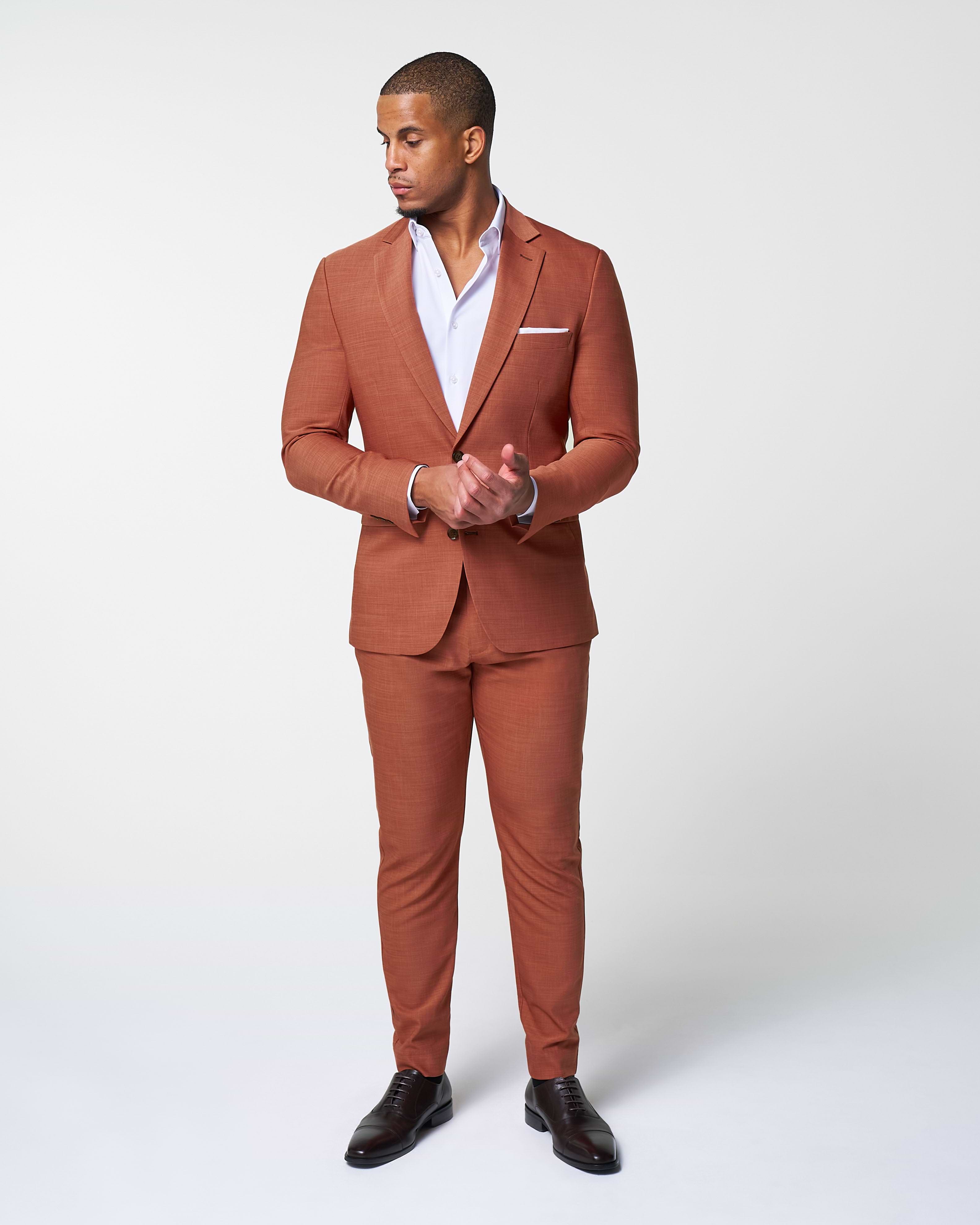 Athletic Fit Stretch Blazer - Heathered Burnt Orange