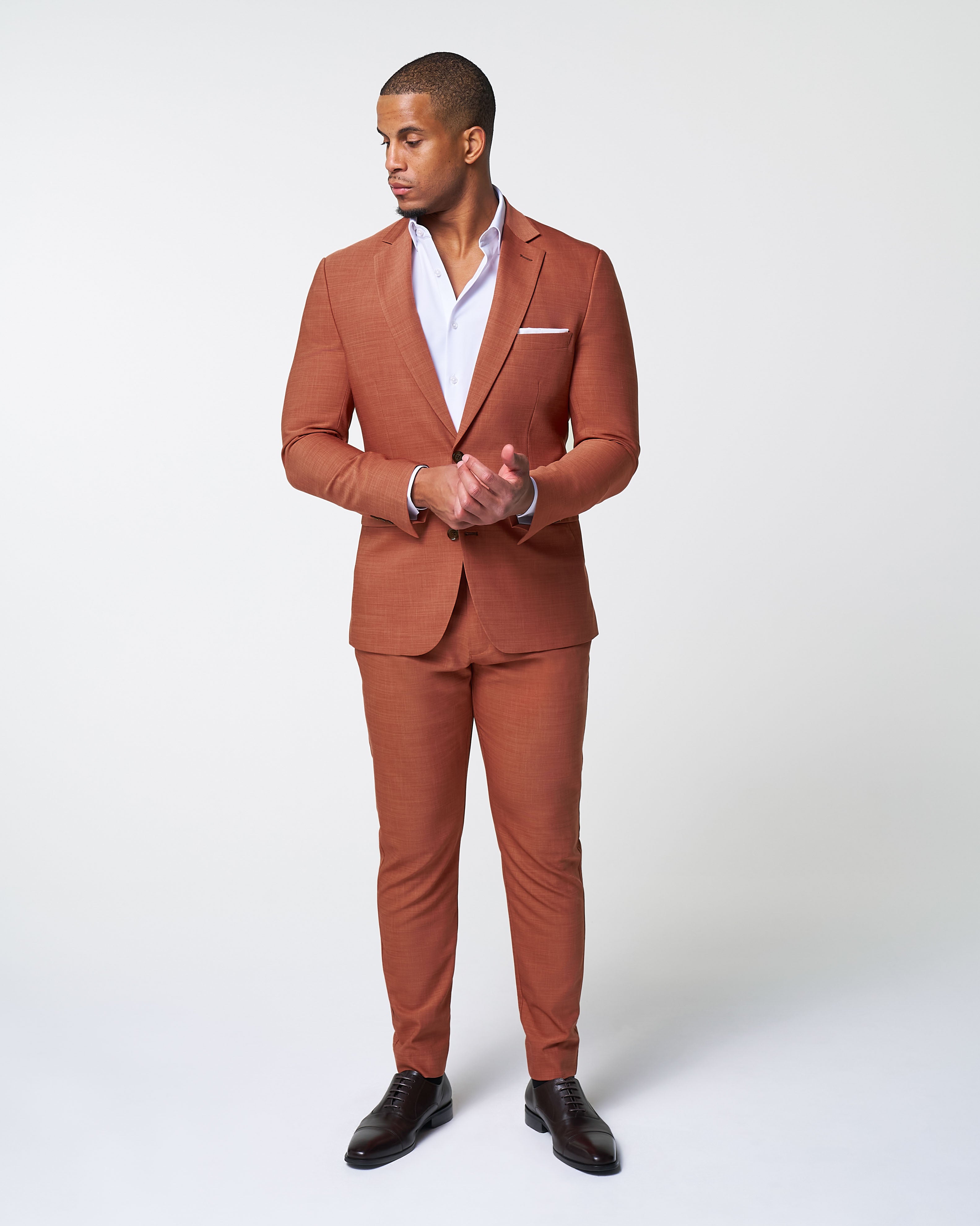 Athletic Fit Stretch Blazer - Heathered Burnt Orange